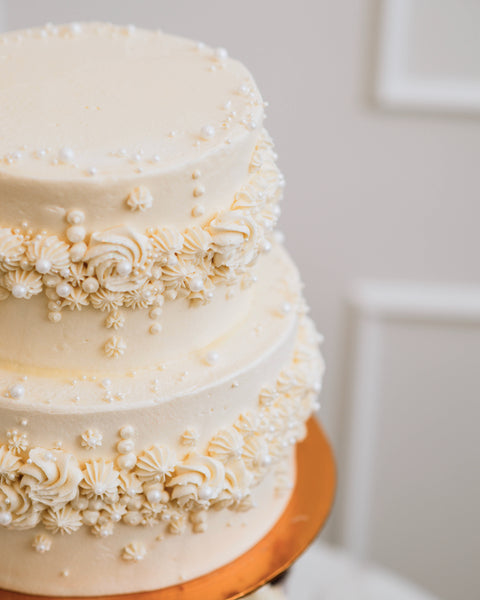 2 Tier Bianco Cake and Cupcakes