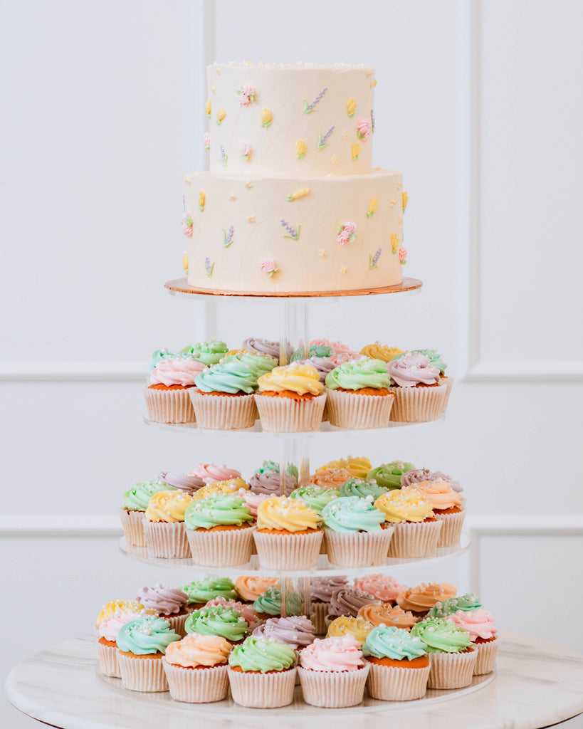 2 Tier Summer Cake and Cupcakes