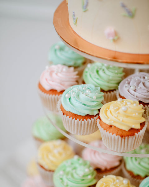 2 Tier Summer Cake and Cupcakes