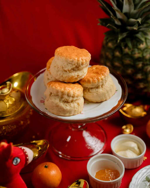 Plain Scone with Cream and Pineapple Jam