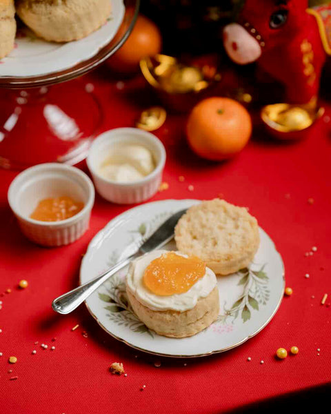 Plain Scone with Cream and Pineapple Jam