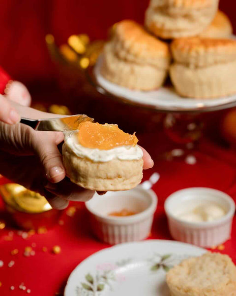 Plain Scone with Cream and Pineapple Jam