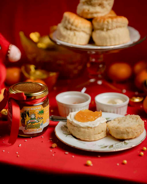 Plain Scone with Cream and Pineapple Jam