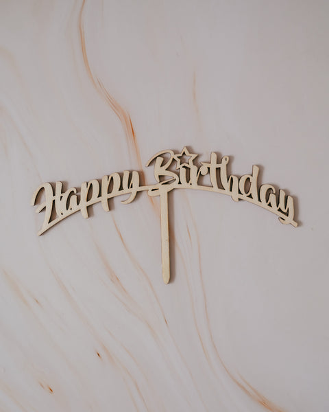 Cake Topper -  Wood Birthday Curve