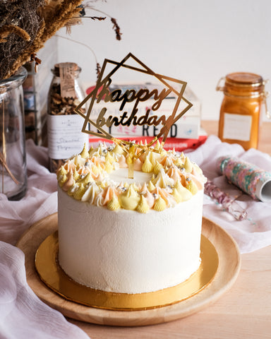 Cake Topper - Happy Birthday Square (Gold)