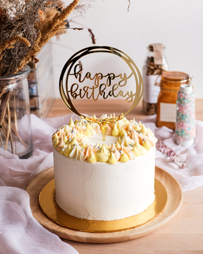 Cake Topper - Happy Birthday Round (Gold) – Bisou Online